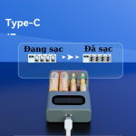 Bộ Sạc Pin BESTON M9501 sạc cả 2 loại 1.2V/1.5V AA AAA cổng sạc USB-C Sạc nhanh Tự ngắt Màn hình LCD