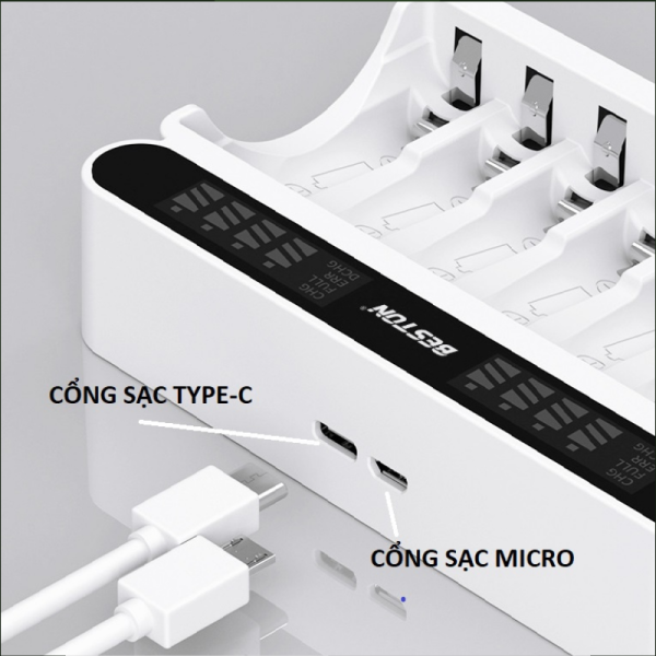 Sạc 12 slot Pin AA & AAA Beston C9025L - C2025 Ni-Mh 1.2V 12 Slot Smart LCD, pin karaoke,pin