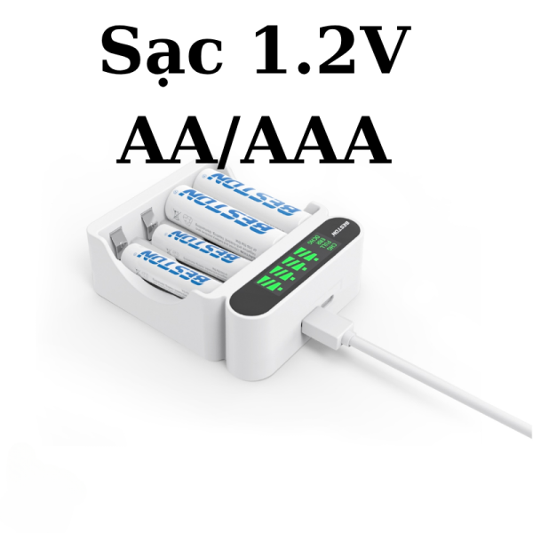 Sạc Pin AA AAA Beston C9023L - Tự ngắt sạc khi đầy - Có màn hình LCD hiển thị pin - Hàng chính hãng