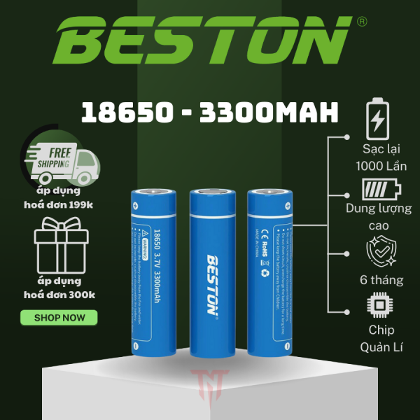 Pin Sạc Beston 18650 3300mAh 3.7V Lithium Li-on ĐẦU BẰNG và ĐẦU NHỌN