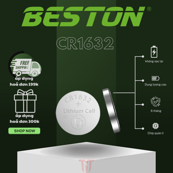 Vỉ 5 viên pin CR2032 Beston Pin cúc áo 3V dùng cho điều khiển xe máy ,điều khiển quạt, cân điện tử
