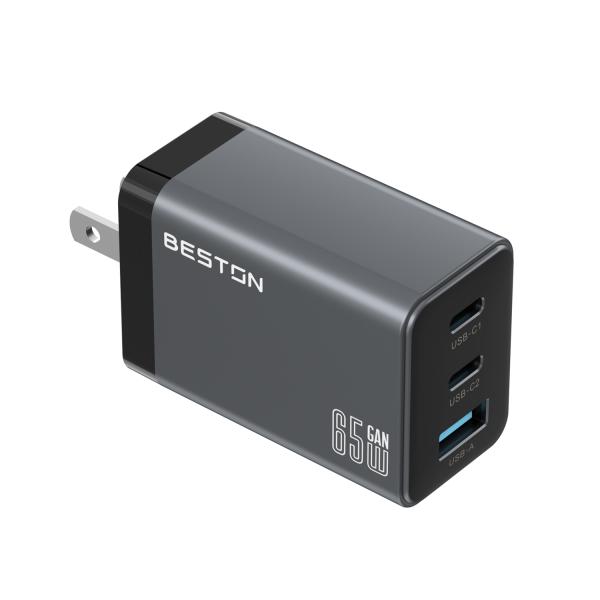 Củ sạc Beston , 3 cổng sạc, hỗ trợ sạc nhanh lên đến 65W, CHA1C2Plus
