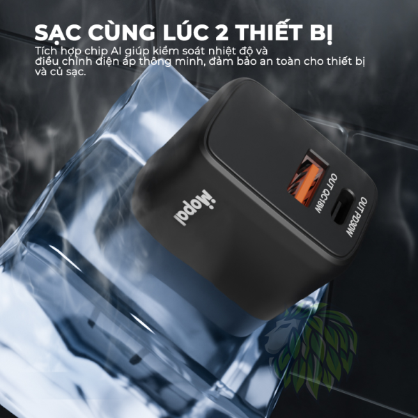 Củ sạc Mopal CHAC06 , đầu ra type-C/USB-A , chuẩn sạc PD 30W